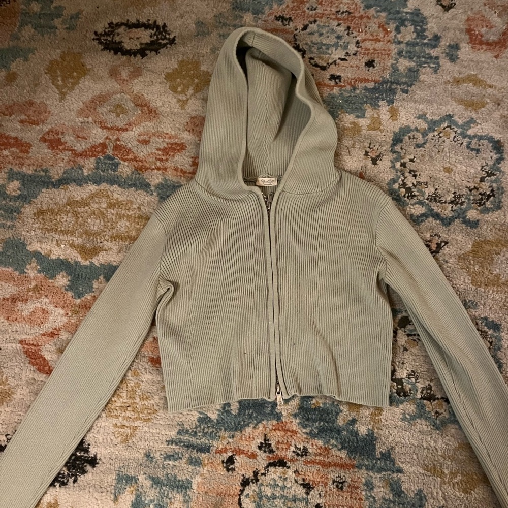Brandy Melville sage green sweater zip up!